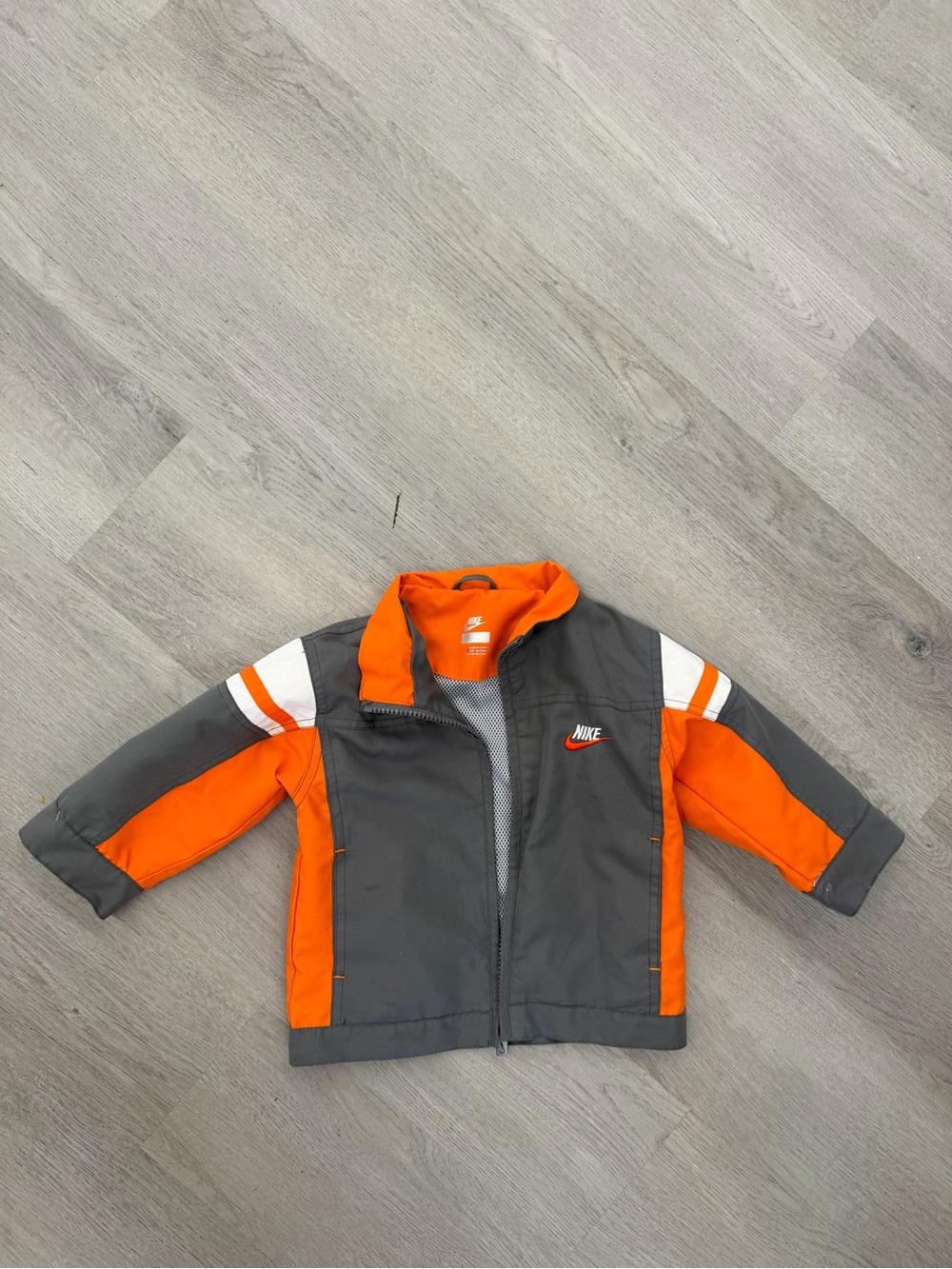 Nike Gray and Orange Kids Zip-Up Track Jacket
